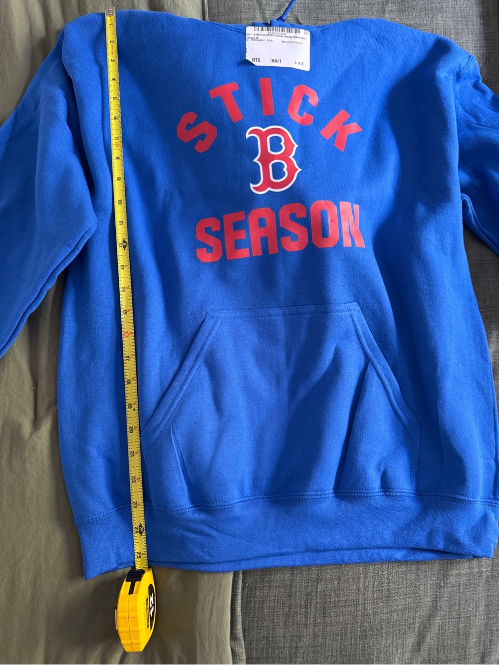 Blue 'Season' Graphic Hoodie with Red Accent